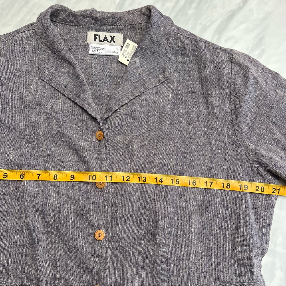 FLAX Collared Linen Button Down Small - Picture 5 of 6